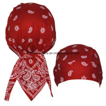 China Fábrica de productos personalizados logotipo impreso promocional deportes algodón Red Paisley Biker Bandana Cap